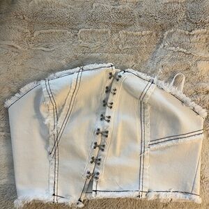 White Denim Bustier Top